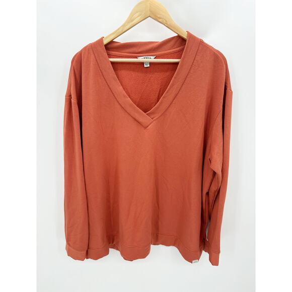 Orvis Orange V-Neck Long Sleeve Pullover Top Women's Size XX-Large XXL - Picture 1 of 10